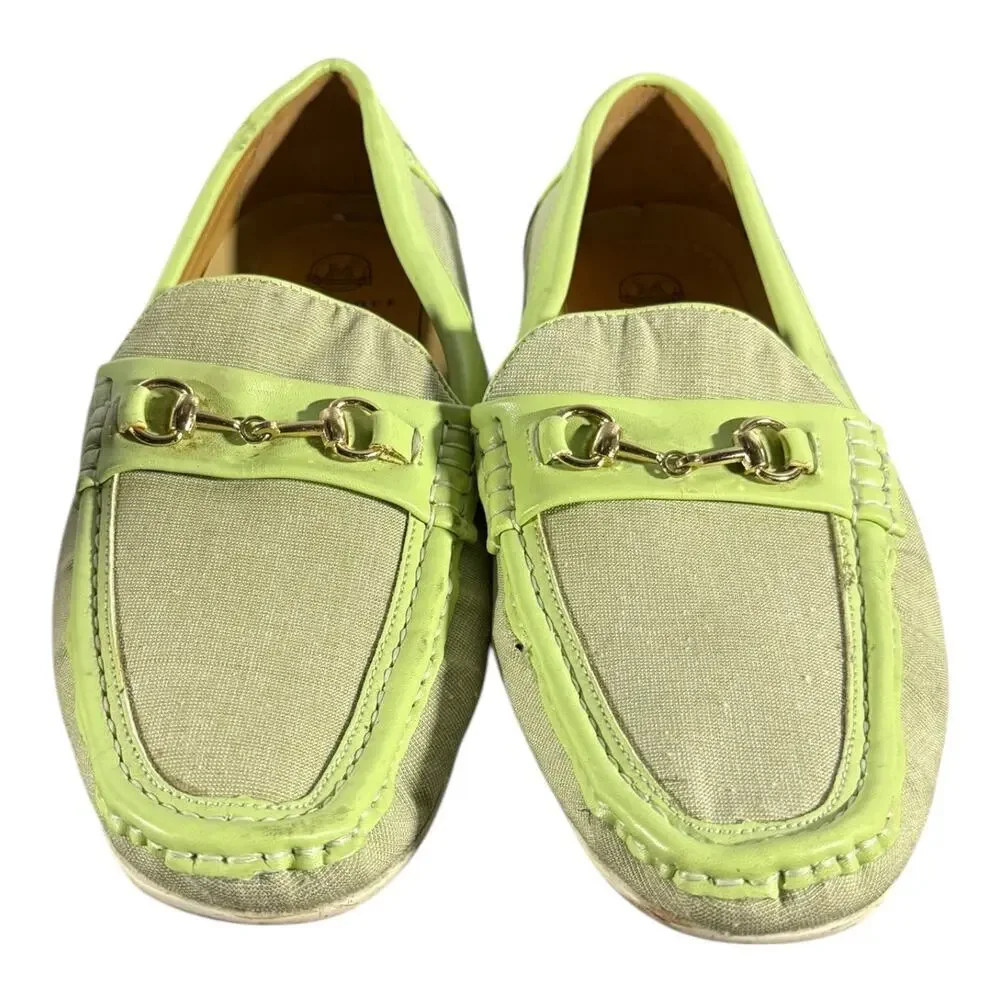 Montique International Loafers Men’s Size 10 Green Canvas Leather Trim Slip-On - Picture 3 of 8